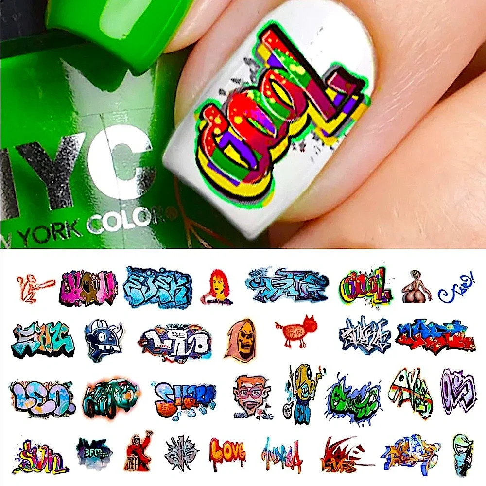 💌BO/GO$6 Graffiti 1 Water Transfer Nail Decals